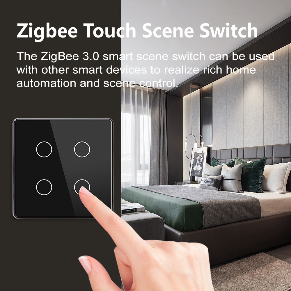 Купить Сенсорный беспроводной переключатель сцен ZigBee 2 кл. цвет белый в интернет-магазине Mvava.ru