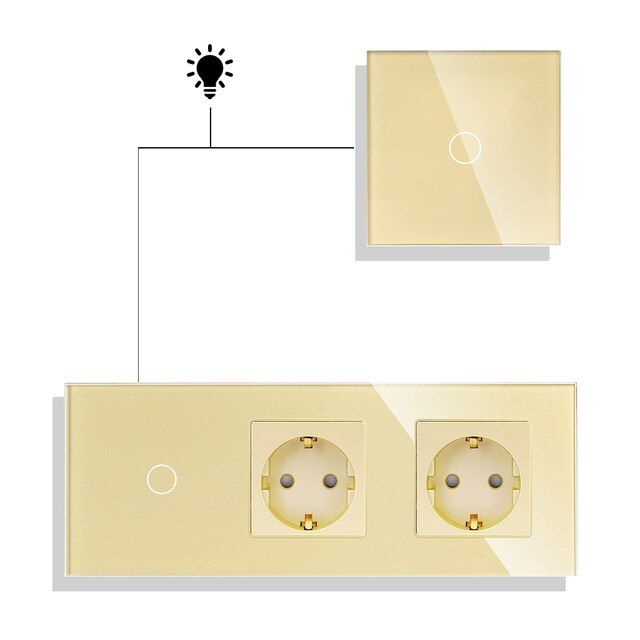 Купить Сенсорный выключатель Zigbee проходной, 1 клавиша 1 пост, (1G) стекло 86х86мм цвет золотой в интернет-магазине Mvava.ru