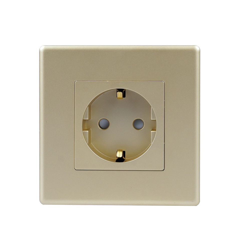Купить Розетка электрическая 1 пост 16А, рамка86х86мм пластик, цвет золотой в интернет-магазине Mvava.ru