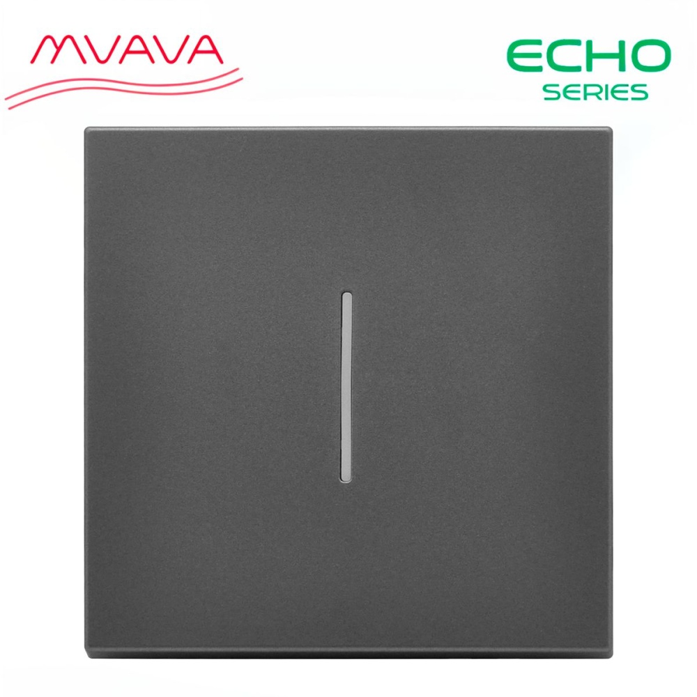 Купить Выключатель echo проходной c подсветкой, 1 клавиша, (без рамки) цвет серый в интернет-магазине Mvava.ru