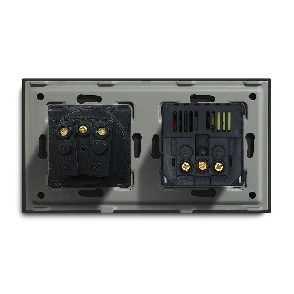 Купить Розетка электрическая 2 поста EU/AC, быстрая зарядка 20W, стекло 157х86 мм, цвет белый в интернет-магазине Mvava.ru
