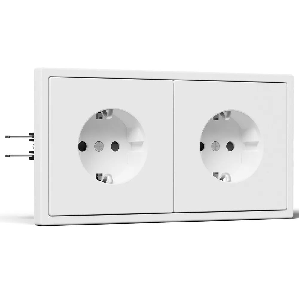 Розетка echo электрическая 2 поста 16А, рамка 81x152мм, цвет белый MVAVA