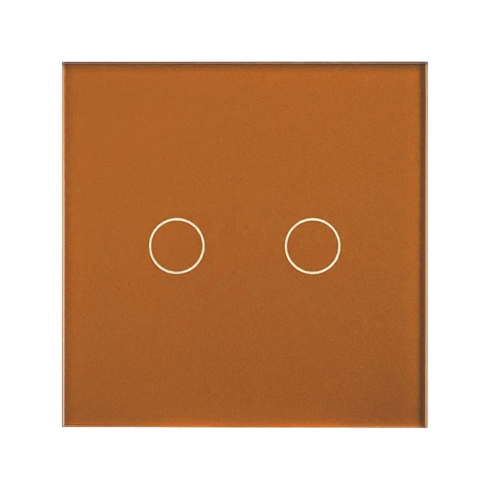 Купить Сенсорный выключатель 2 клавиши 1 пост, (2G) стекло 86х86мм цвет оранжевый в интернет-магазине Mvava.ru