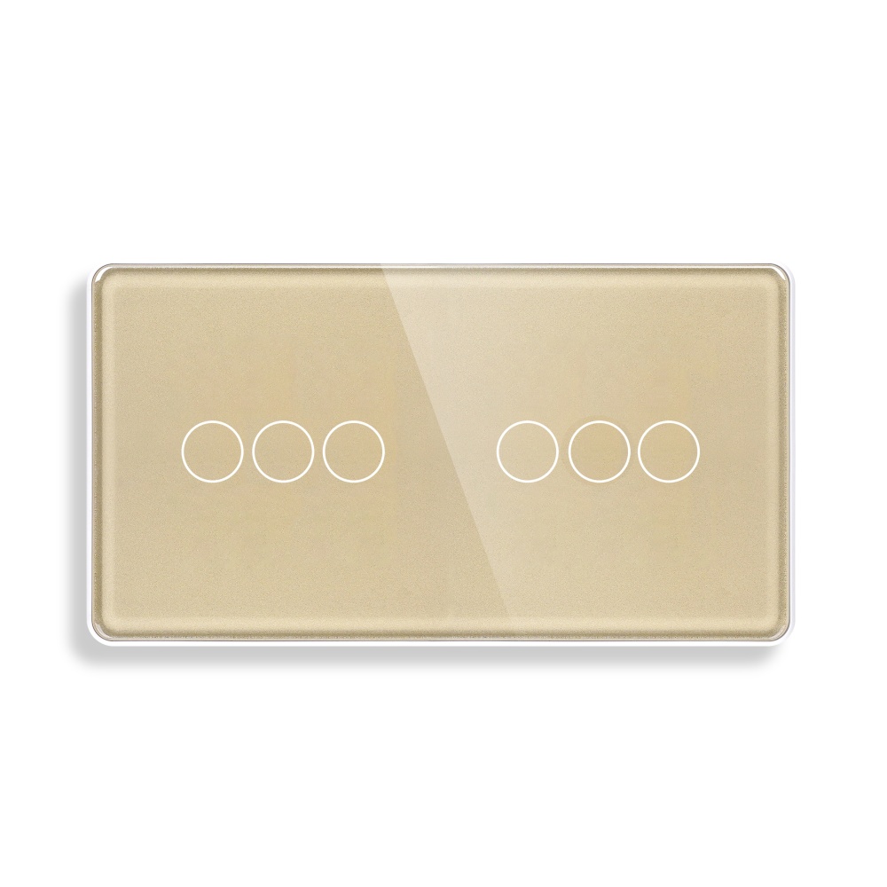 Купить Панель 2 поста (3G+3G) 157*86мм, стекло 2.5D (без выкл.) цвет золотой в интернет-магазине Mvava.ru