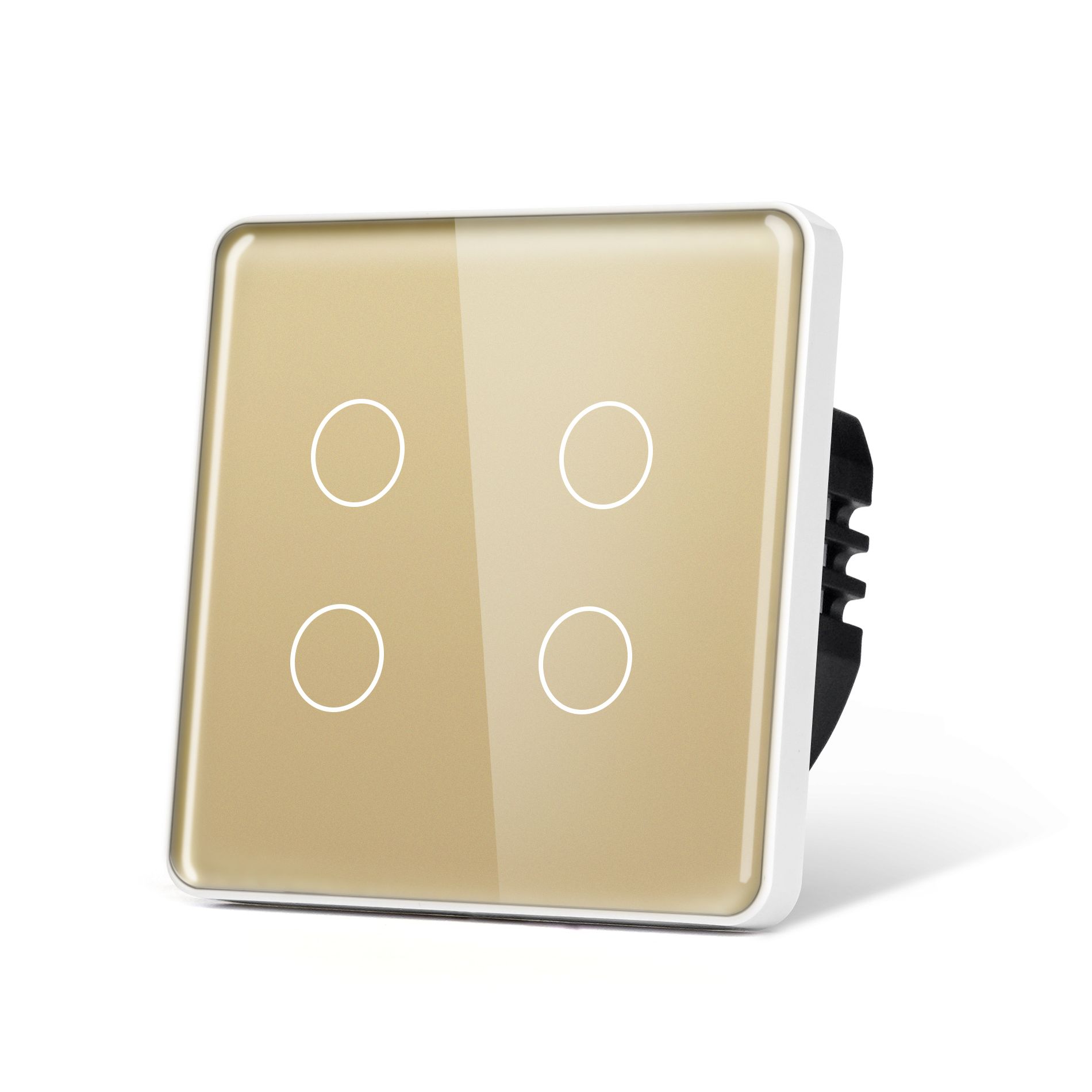 Купить Сенсорный выключатель 4 клавиши 1 пост, (4G) стекло 2.5D 86х86мм цвет золотой в интернет-магазине Mvava.ru