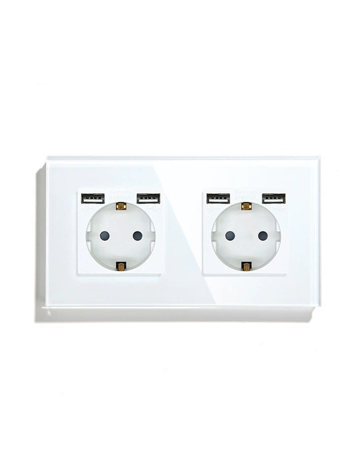 Купить Розетка электрическая 2 поста, с Usb АА, рамка 157х86мм стекло, цвет белый в интернет-магазине Mvava.ru