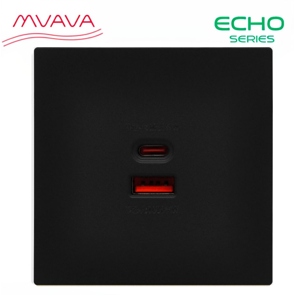 Купить Розетка echo (без рамки) AC, быстрая зарядка 65W, цвет черный в интернет-магазине Mvava.ru