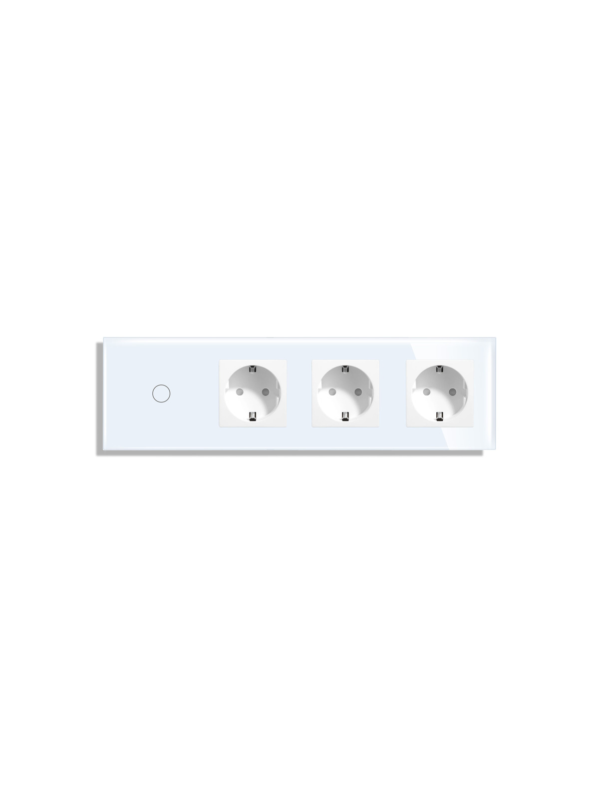 Купить Сенсорный выключатель с розеткой 1кл. 3 розетки, 4 поста (1G+3EU) стекло 2.5D 299х86мм цвет белый в интернет-магазине Mvava.ru