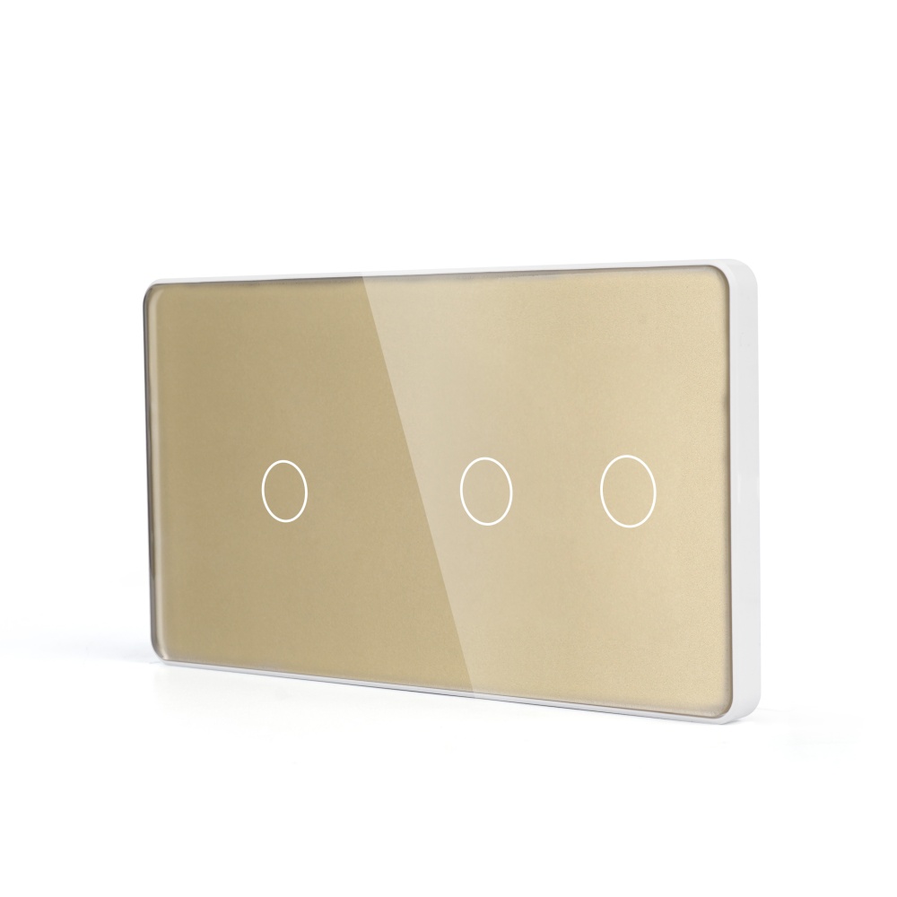 Купить Панель 2 поста (1G+2G) 157*86мм, стекло 2.5D (без выкл.) цвет золотой в интернет-магазине Mvava.ru