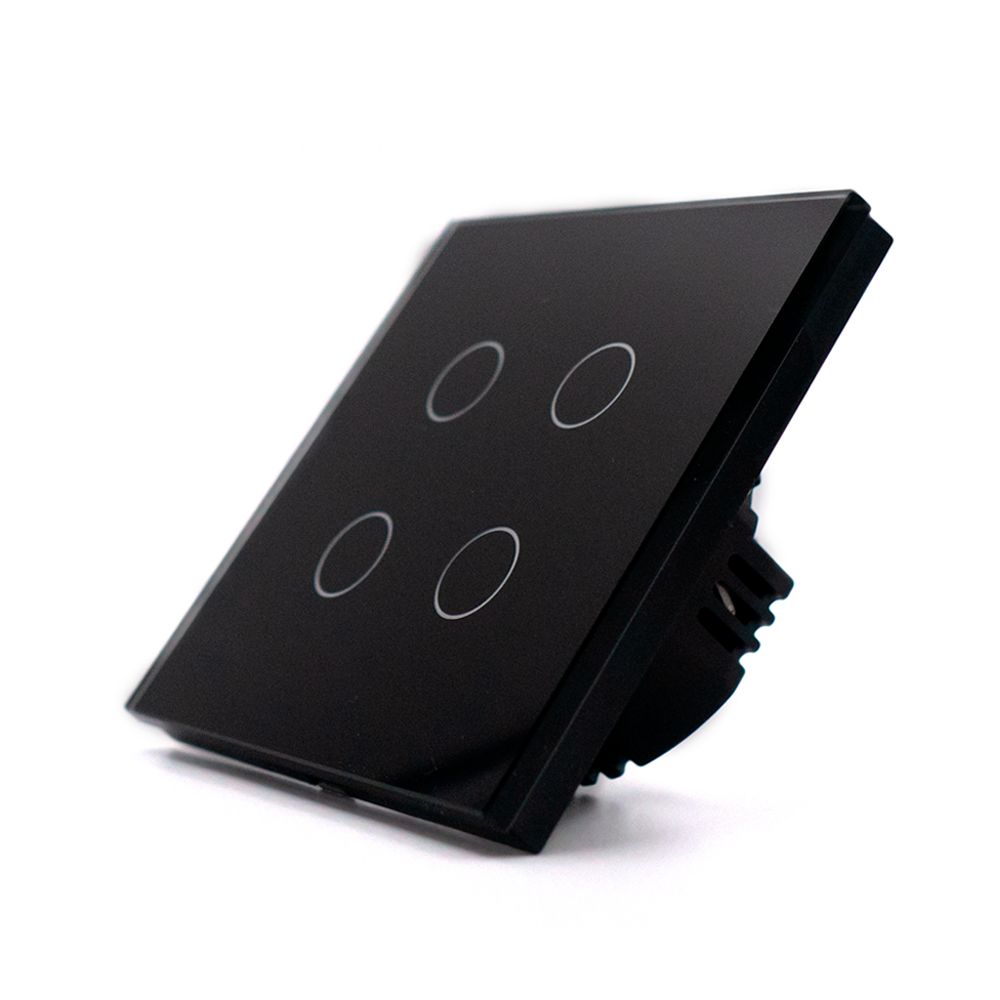 Купить Сенсорный выключатель 4 клавиши 1 пост, (4G) стекло 86х86мм цвет черный в интернет-магазине Mvava.ru