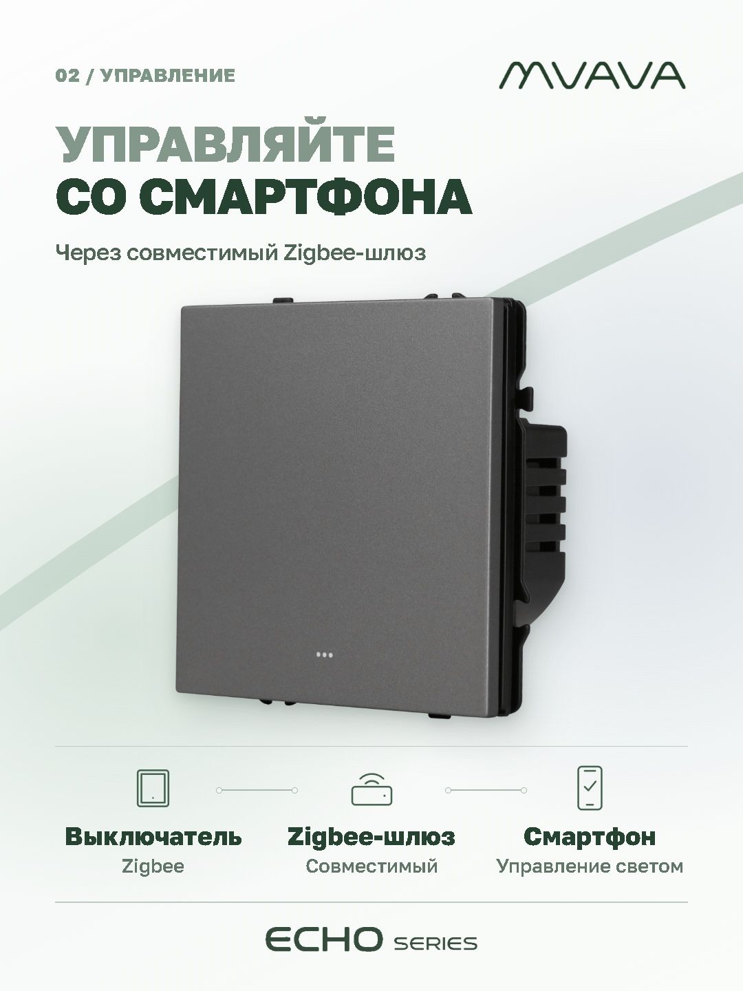 Купить Выключатель ZigBee Echo Smart Алиса, нажимной, 1 клавиша, с нулем, без рамки, серый в интернет-магазине Mvava.ru