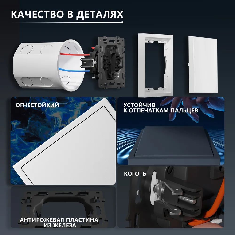 Выключатель echo, 1 клавиша, 1 пост, рамка 81х81мм, цвет серый MVAVA