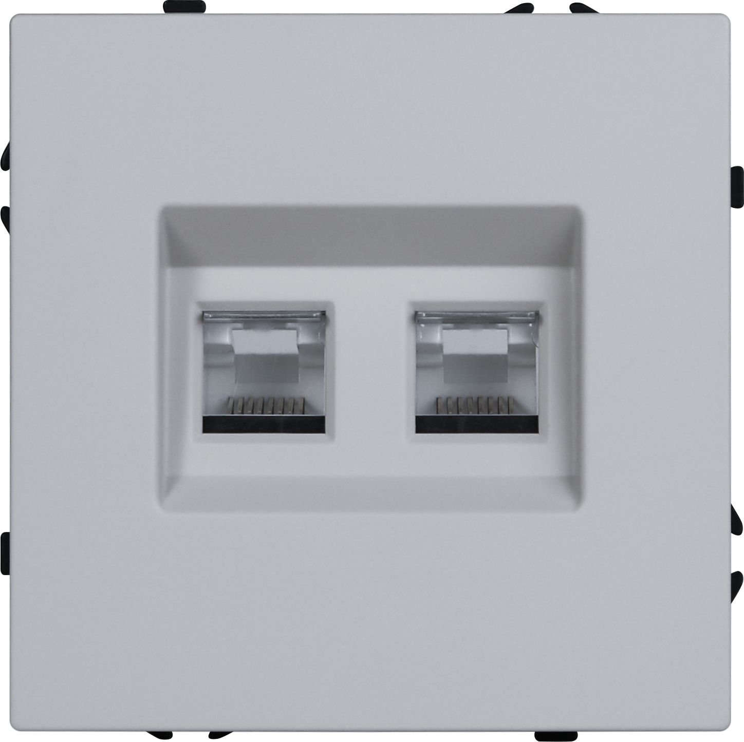 Механизм розетки двойная echo, TEL RJ11 (без рамки) цвет серебро MVAVA
