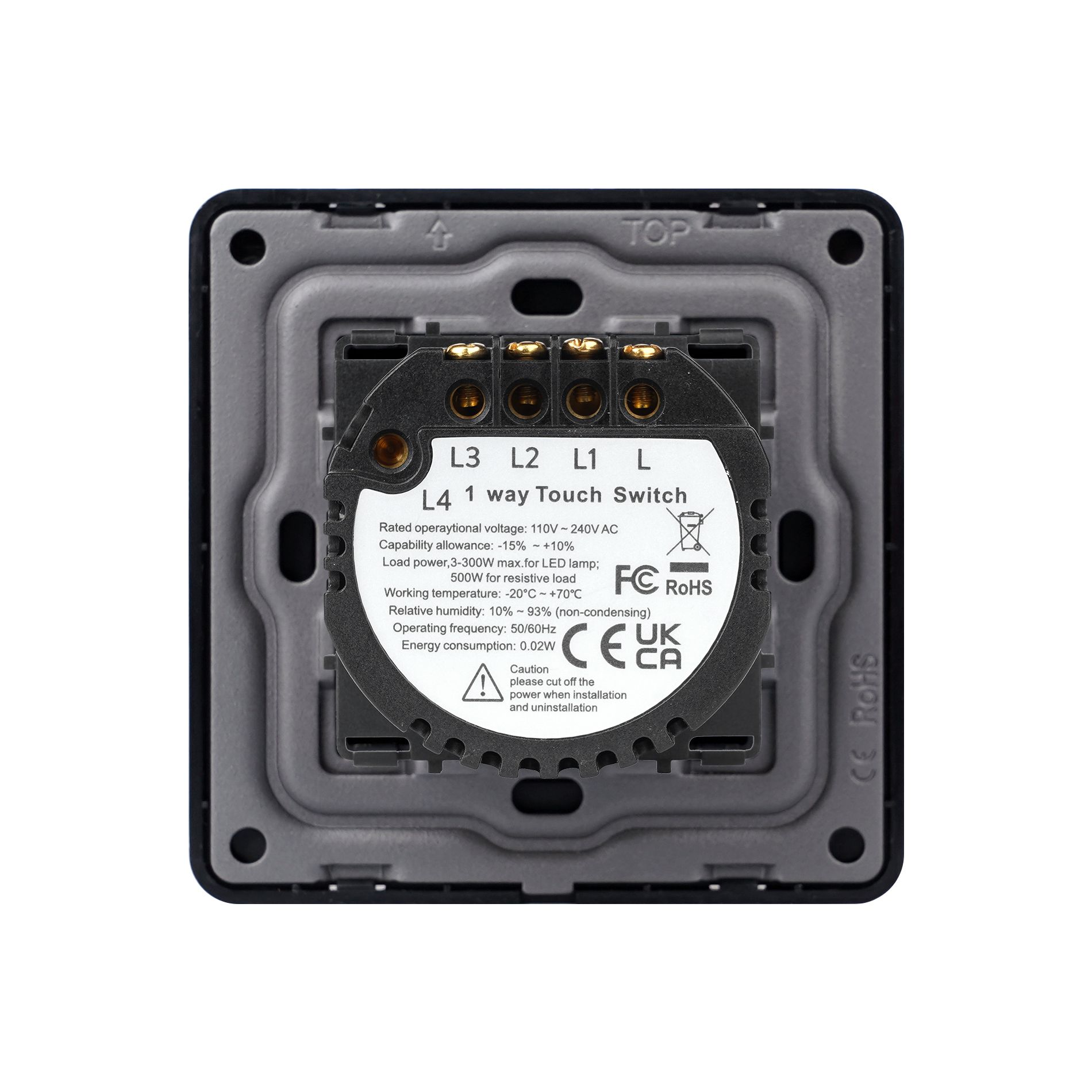 Купить Сенсорный выключатель 4 клавиши 1 пост, (4G) стекло 2.5D 86х86мм цвет белый в интернет-магазине Mvava.ru