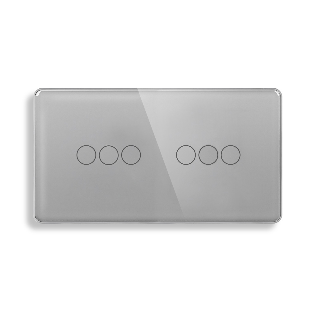 Купить Панель 2 поста (3G+3G) 157*86мм, стекло 2.5D (без выкл.) цвет серый в интернет-магазине Mvava.ru