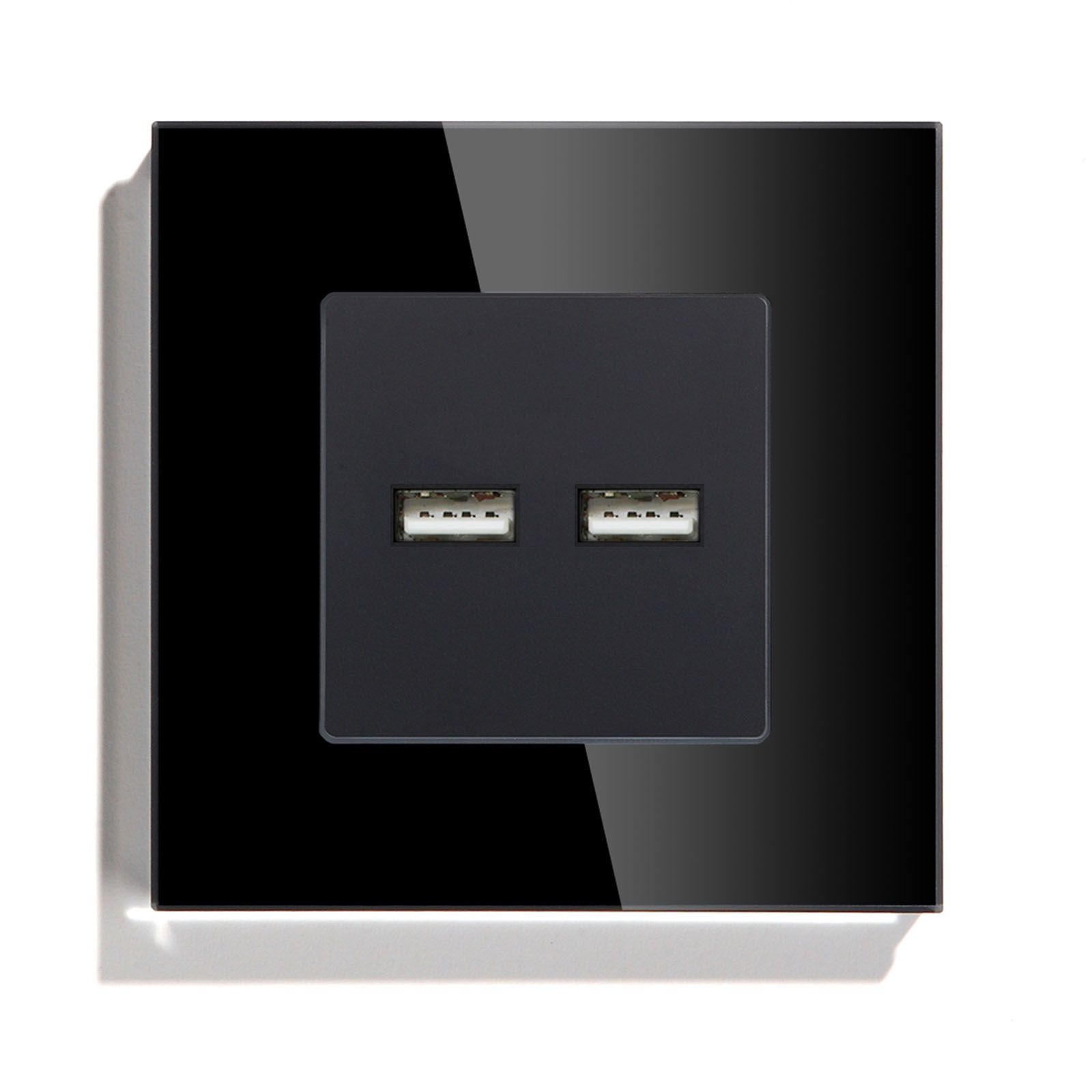 Купить Розетка Usb/Usb с АА 3.1 А, 1 пост рамка 86х86мм стекло, цвет черный в интернет-магазине Mvava.ru