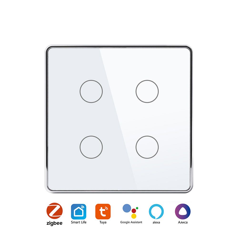 Купить Сенсорный беспроводной переключатель сцен ZigBee 4 кл. цвет белый в интернет-магазине Mvava.ru