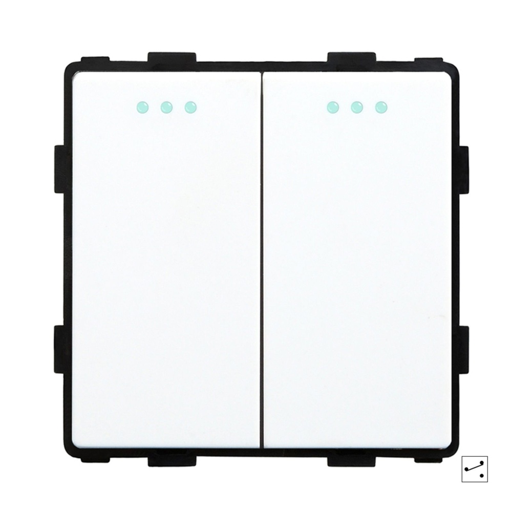 Купить Выключатель проходной, 2 клавиши, (без рамки) цвет белый в интернет-магазине Mvava.ru