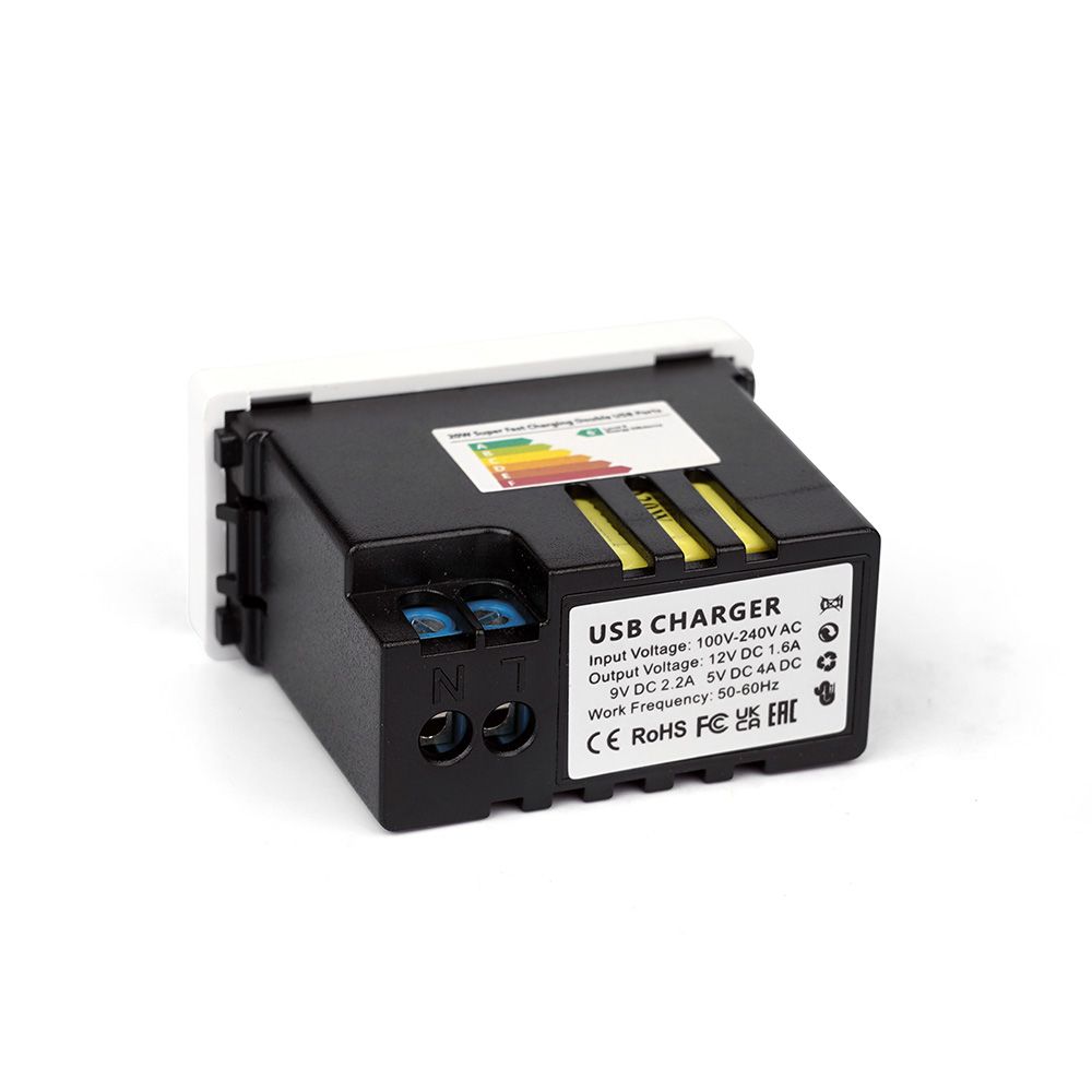Купить Механизм розетки 1/2 (без рамки) USB АС, быстрая зарядка 20Вт, цвет золотой в интернет-магазине Mvava.ru