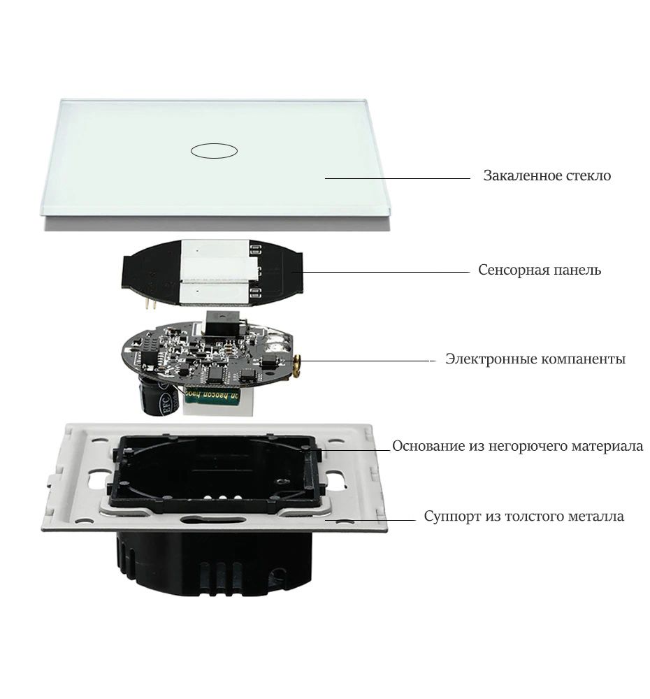 Купить Сенсорный выключатель 1 клавиша 1 пост, (1G) стекло 86х86мм цвет голубой в интернет-магазине Mvava.ru