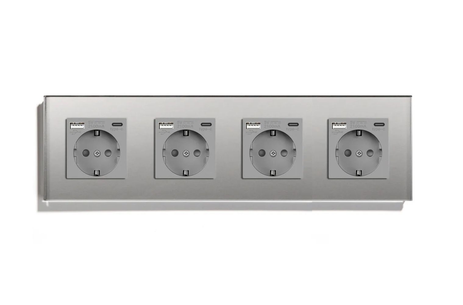 Купить Розетка электрическая 4 поста АC, зарядка 10W, стекло 299х86 мм, цвет серый в интернет-магазине Mvava.ru