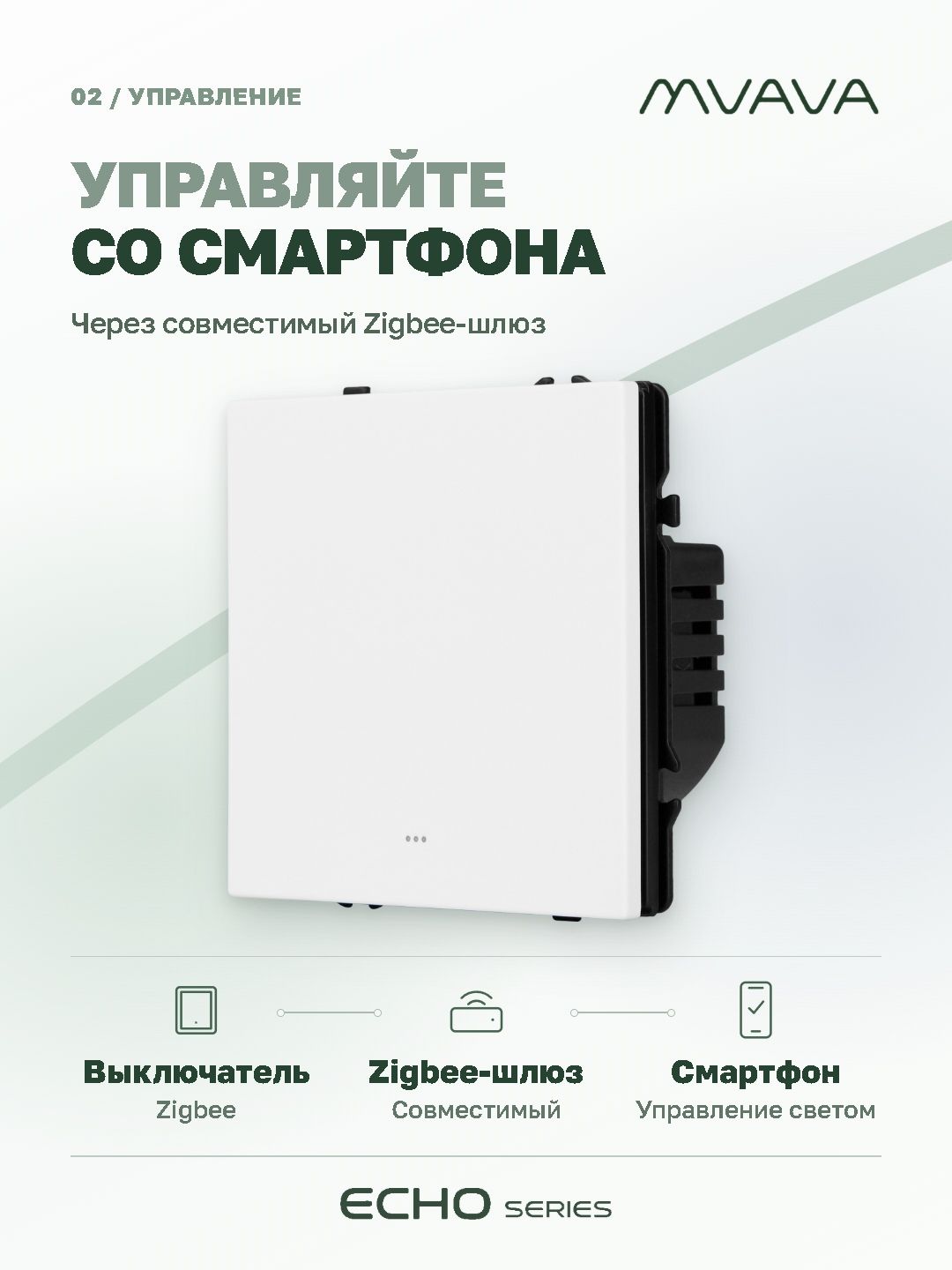 Купить Выключатель ZigBee Echo Smart Алиса, нажимной, 1 клавиша, с нулем, без рамки, белый в интернет-магазине Mvava.ru