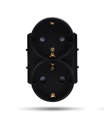 Купить Розетка двойная в 1 пост 16А, (без рамки), цвет черный в интернет-магазине Mvava.ru