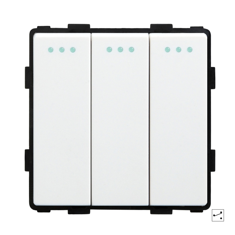 Купить Выключатель проходной, 3 клавиши, (без рамки) цвет белый в интернет-магазине Mvava.ru