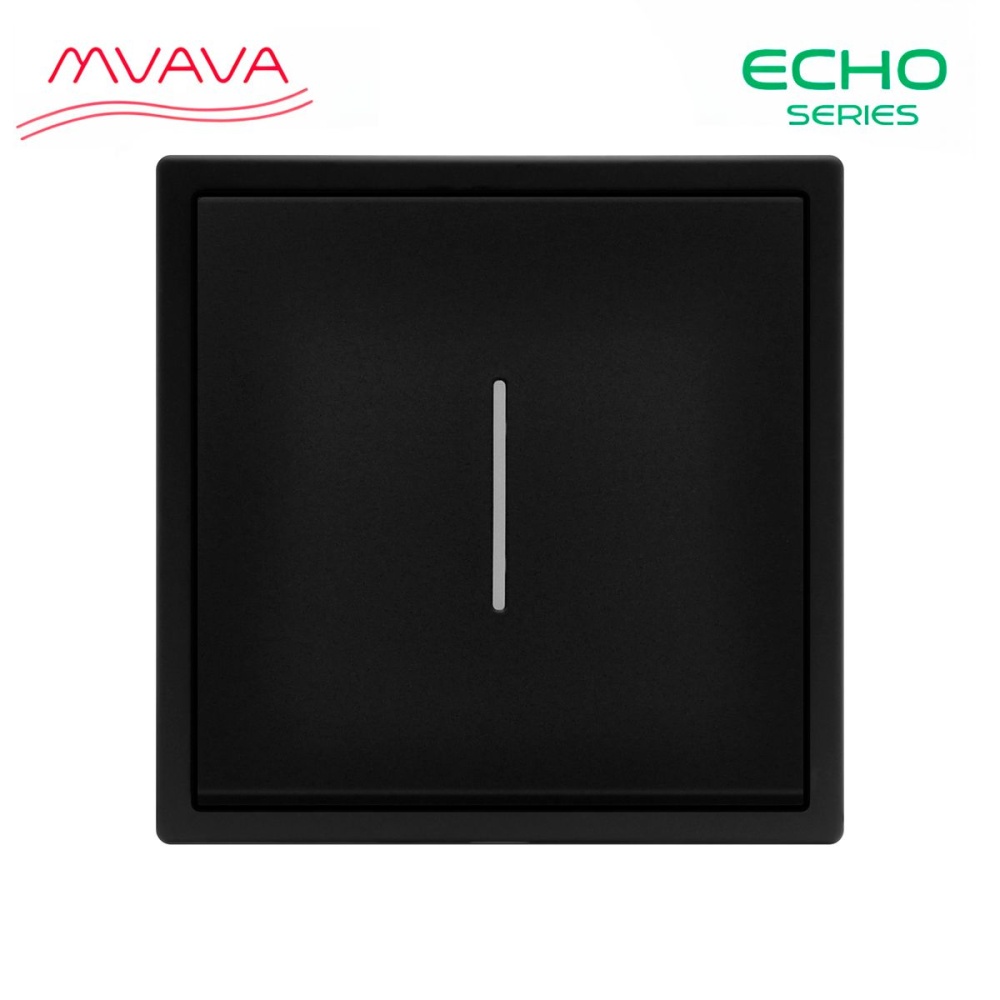 Купить Выключатель echo с подсветкой, 1 клавиша, 1 пост, рамка пластик 81х81мм цвет черный в интернет-магазине Mvava.ru
