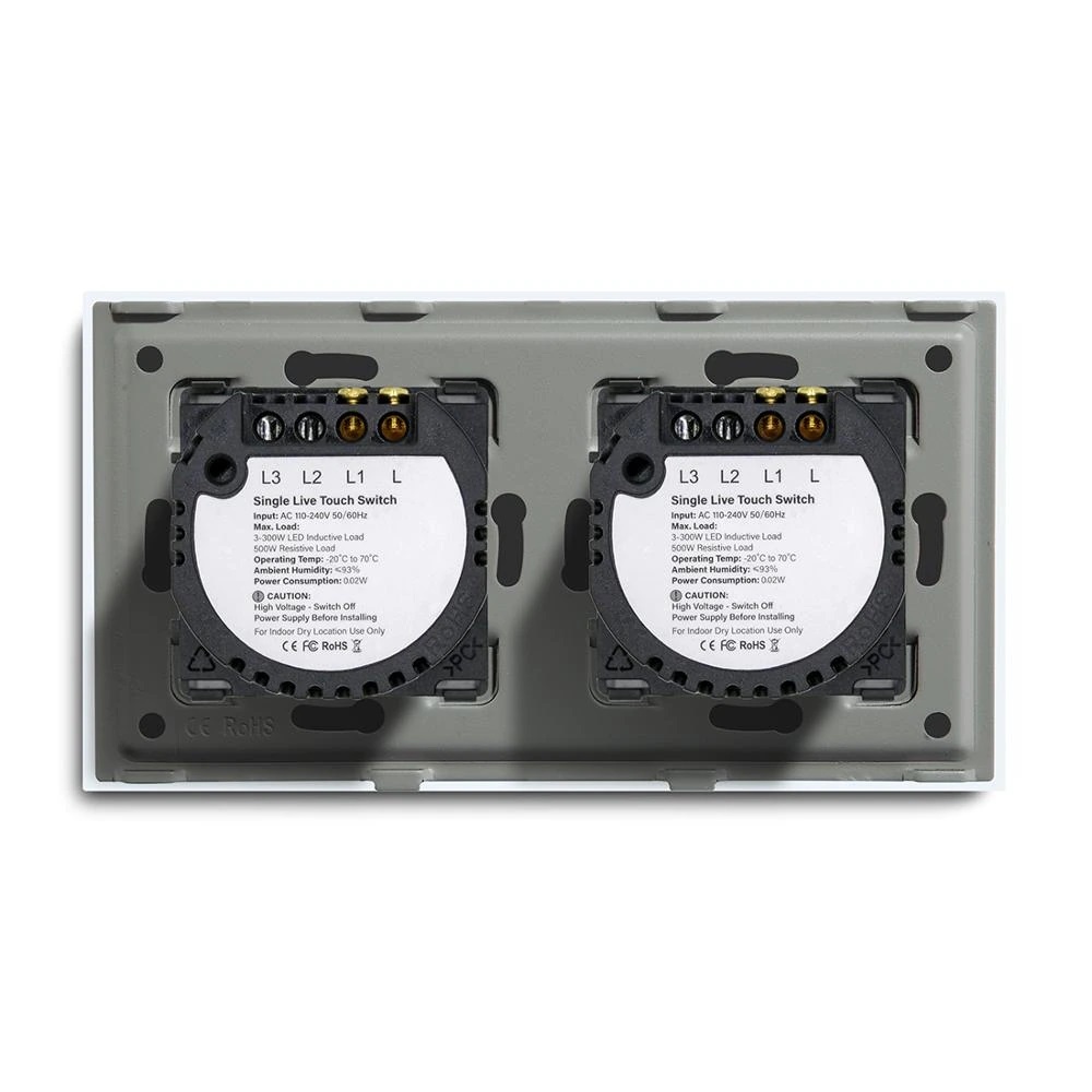 Купить Сенсорный выключатель 2 клавиши, 2 поста (1G+1G) стекло 157х86мм цвет белый в интернет-магазине Mvava.ru