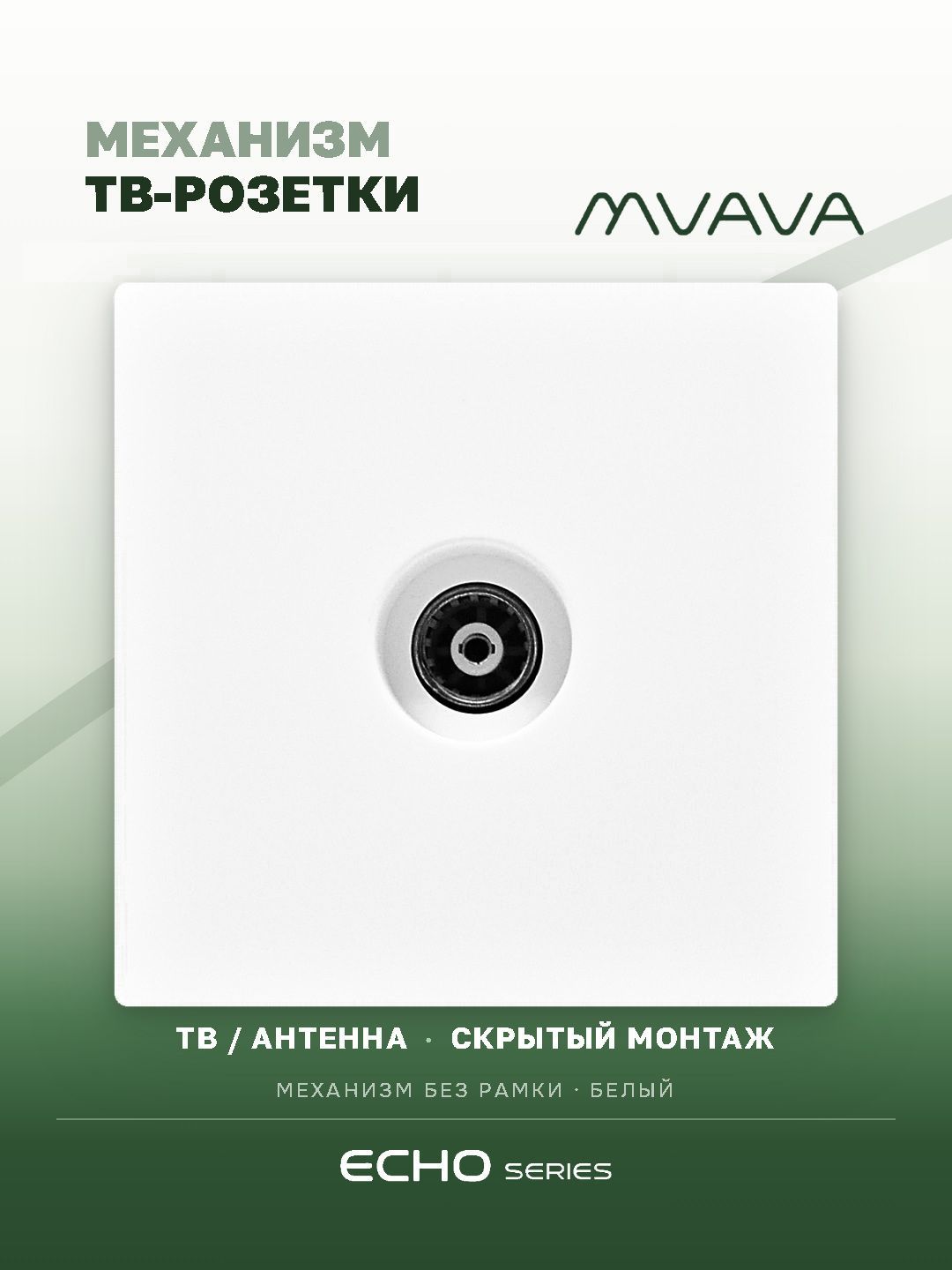 Розетка echo ТВ (без рамки), цвет белый MVAVA