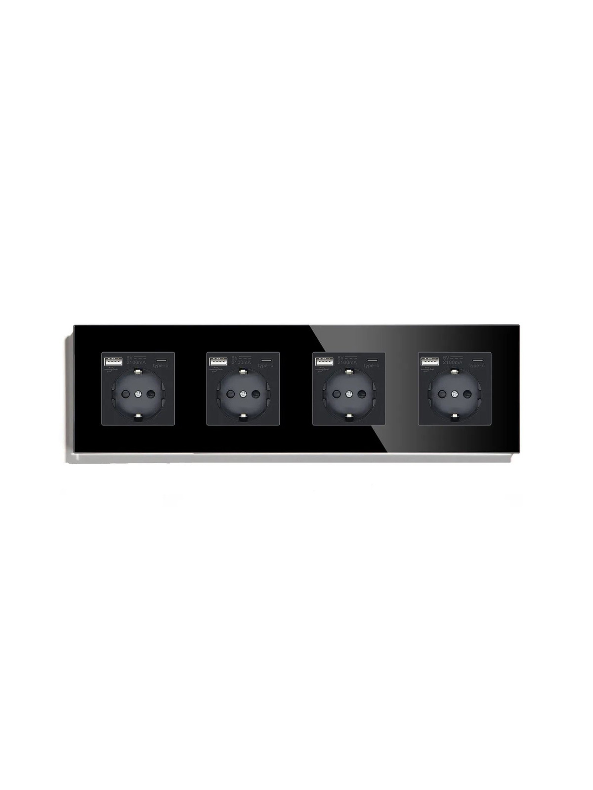 Купить Розетка электрическая 4 поста АC, зарядка 10W, стекло 299х86 мм, цвет черный в интернет-магазине Mvava.ru