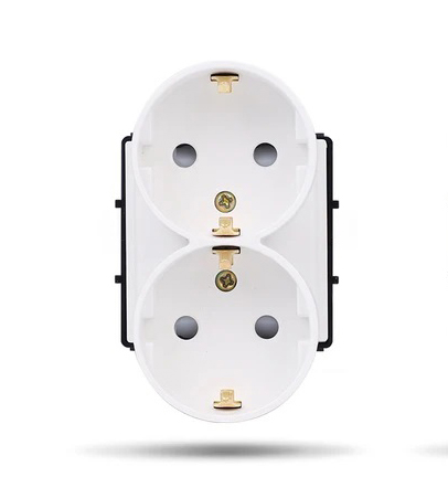 Купить Розетка двойная в 1 пост 16А, (без рамки), цвет белый в интернет-магазине Mvava.ru