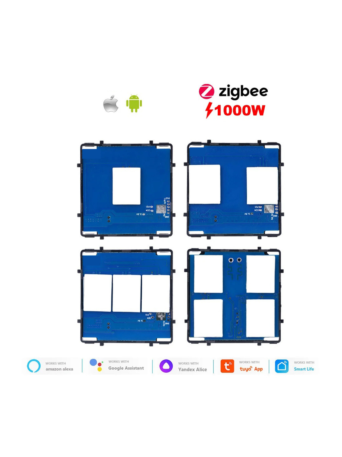 Выключатель ZigBee scale с нулем, 2 клавиши, 86х86мм цвет серый MVAVA