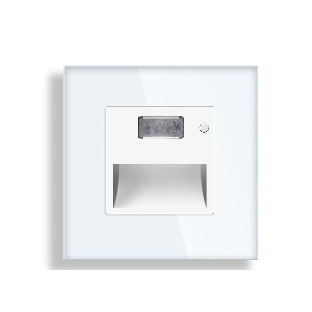 Купить Cветильник 1800К-7500К для лестниц , с датчиком движения, света, рамка стекло, цвет белый в интернет-магазине Mvava.ru