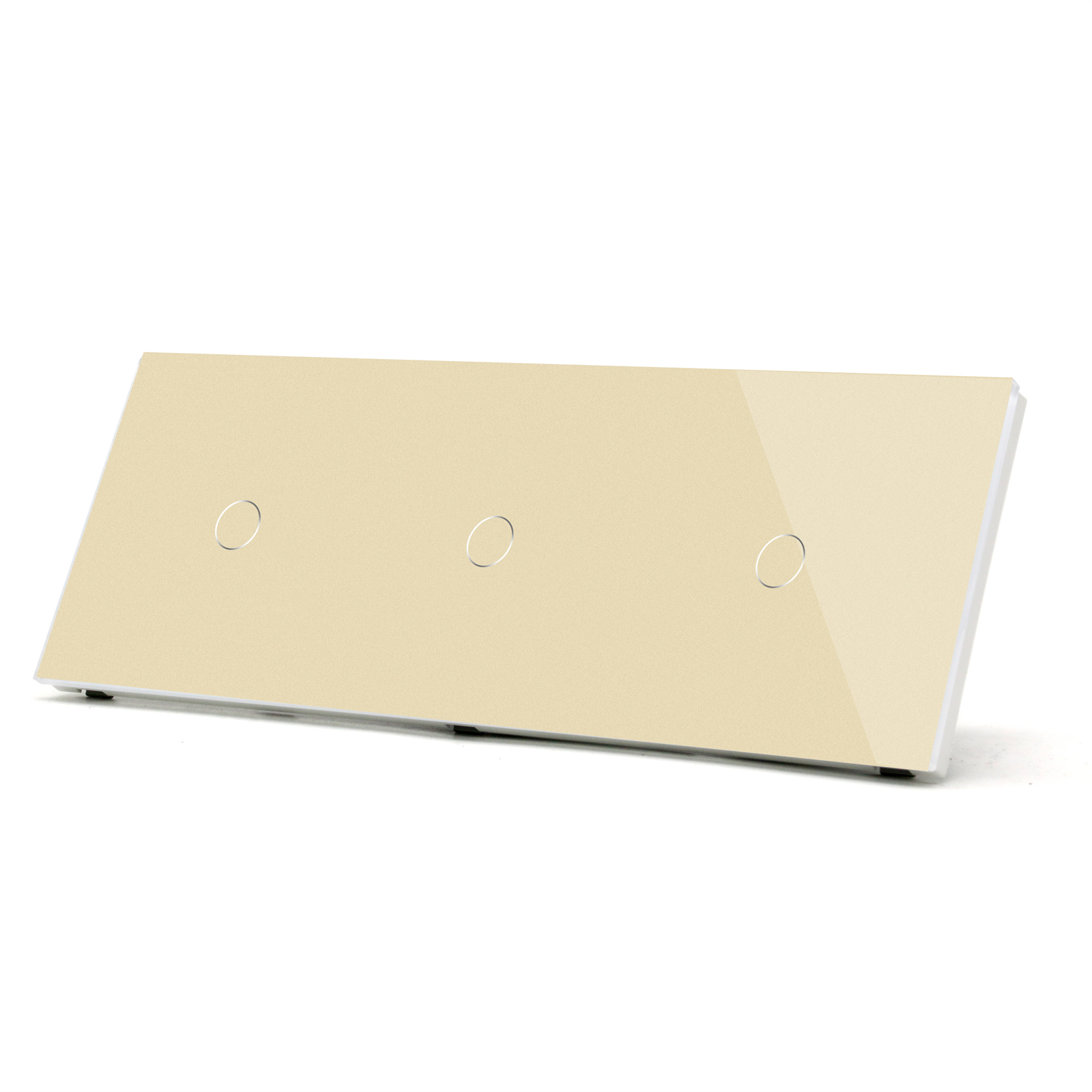 Купить Сенсорный выключатель 3 клавиши, 3 поста (1G+1G+1G) стекло 2.5D 228х86мм цвет золотой в интернет-магазине Mvava.ru