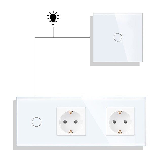 Купить Сенсорный выключатель Zigbee проходной, 1 клавиша 1 пост, (1G) стекло 86х86мм цвет белый в интернет-магазине Mvava.ru
