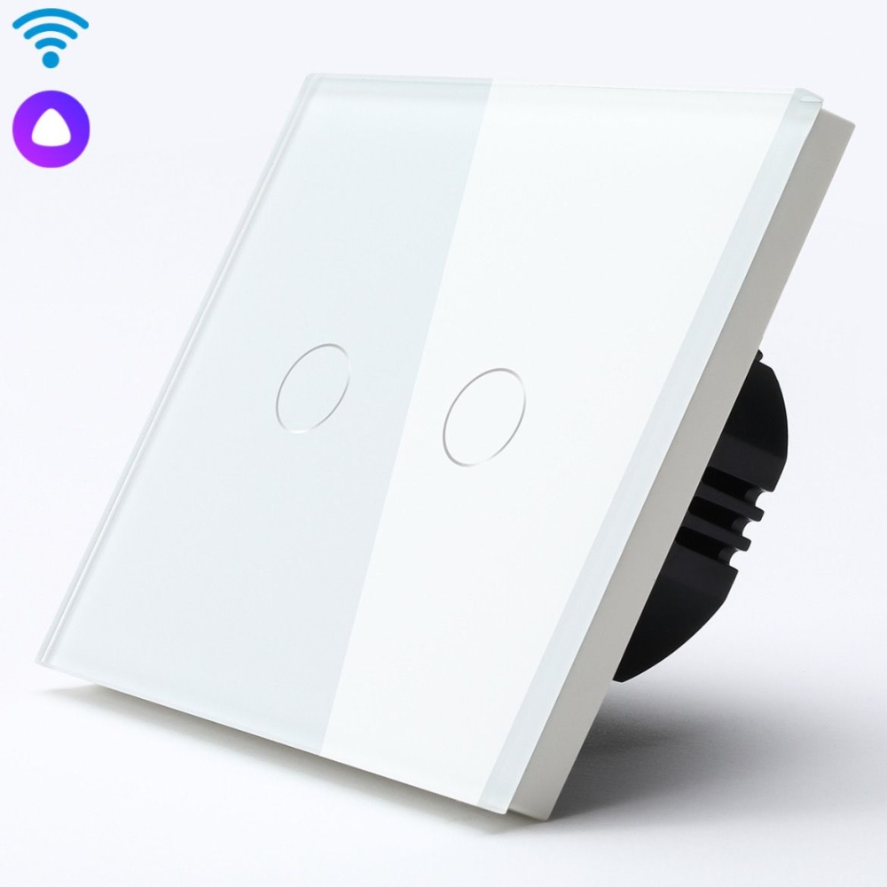 Купить Cенсорный Wi-Fi выключатель 600 Вт , с Алисой, 2 клавиши 1 пост, (2G) цвет белый в интернет-магазине Mvava.ru