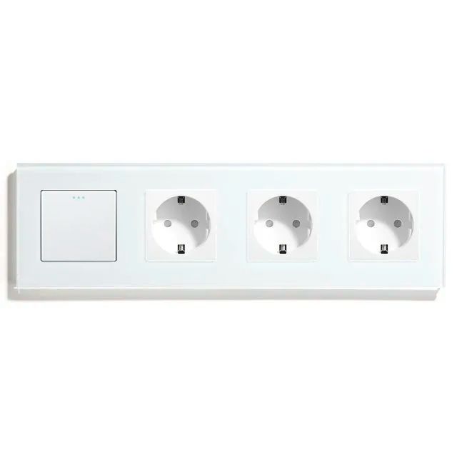 Купить Механический выключатель MVAVA, 4 поста, 1К+3Р, 299×86 мм, стекло, с заземлением, белый в интернет-магазине Mvava.ru
