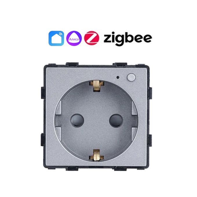 Купить Механизм розетки ZigBee (без рамки) Алиса, таймер, цвет серый в интернет-магазине Mvava.ru