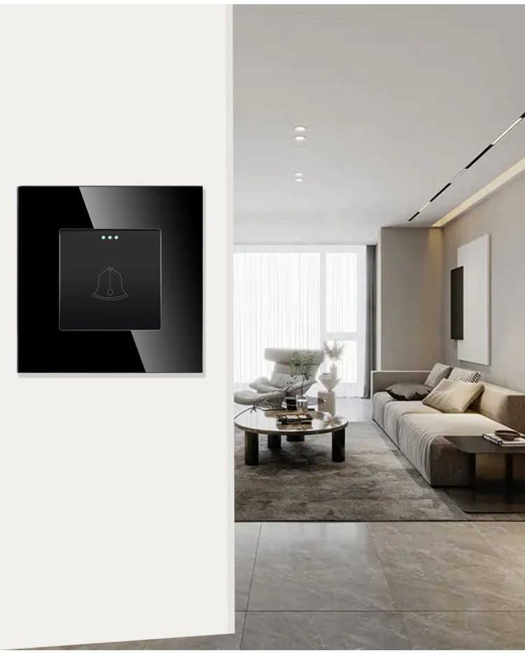 Купить Выключатель механический, звонок 1 пост, рамка стекло 86х86мм цвет черный в интернет-магазине Mvava.ru