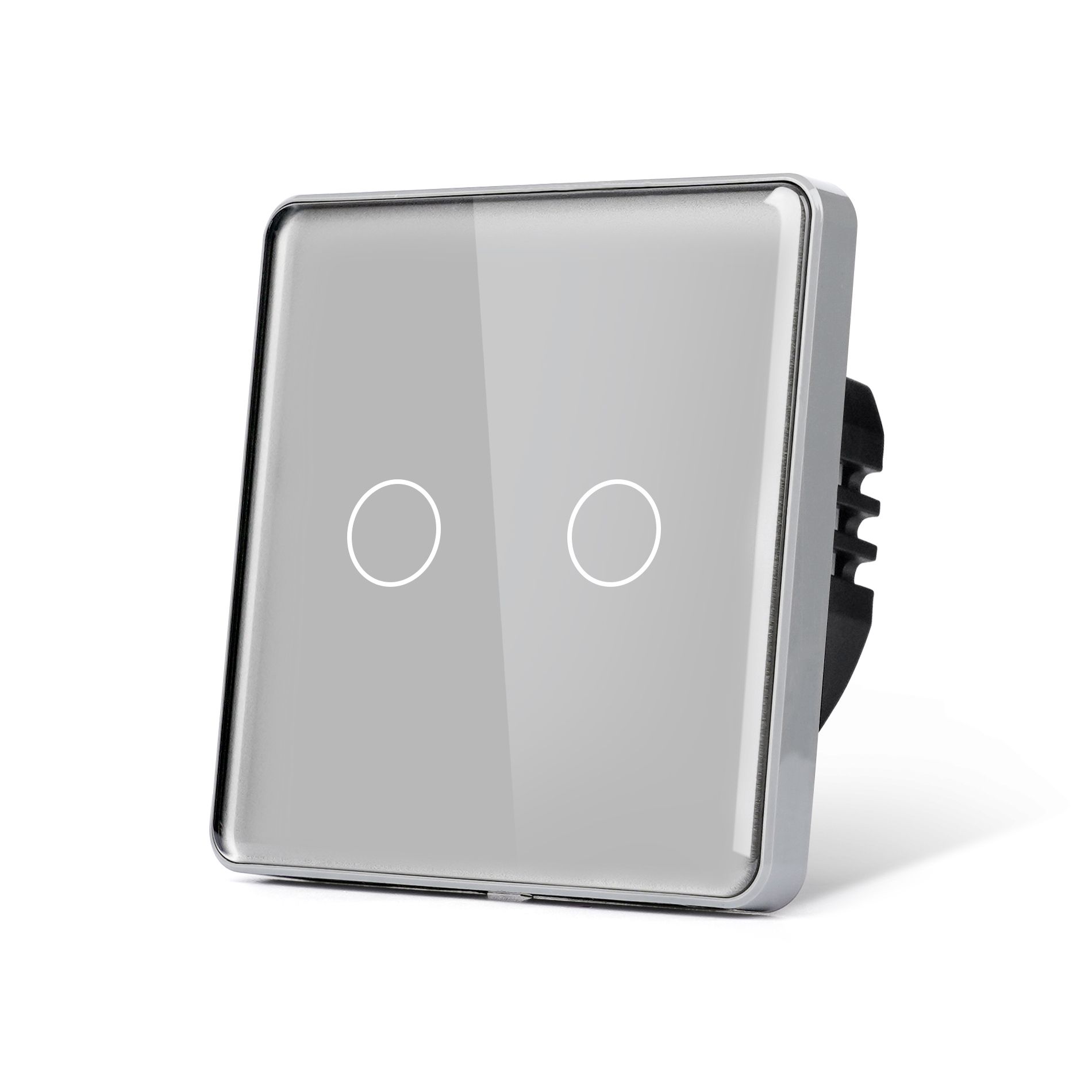 Купить Сенсорный выключатель 2 клавиши 1 пост, (2G) стекло 2.5D 86х86мм цвет серый в интернет-магазине Mvava.ru