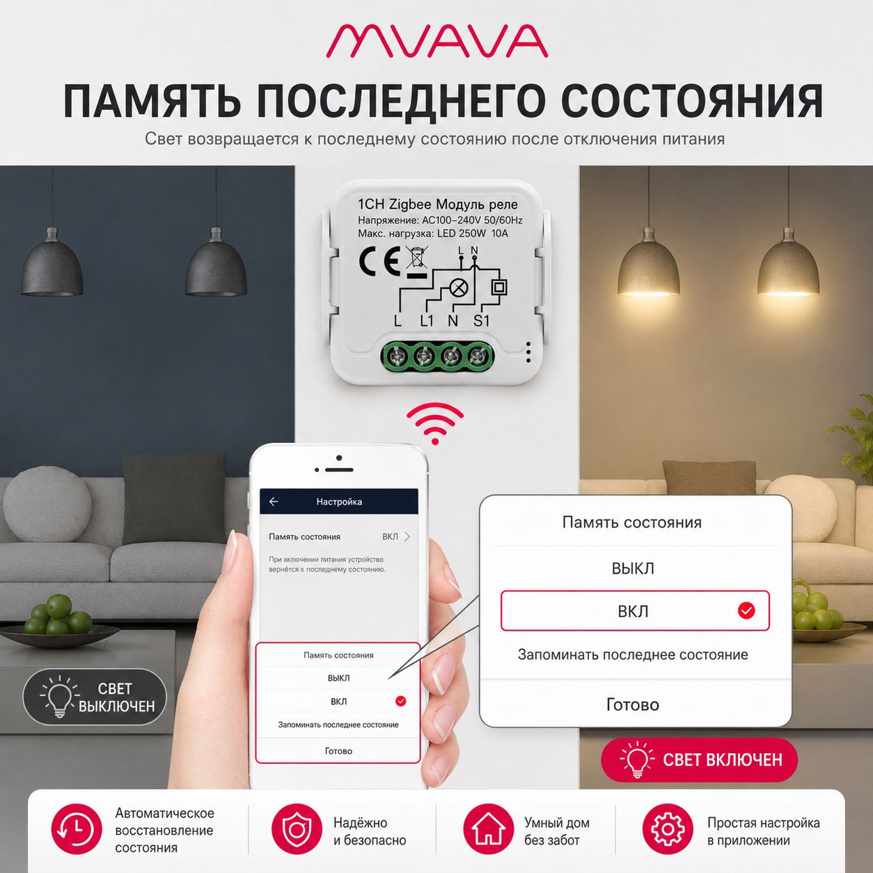 Купить Умное реле Wi-Fi 2 линии (Алиса, с нулем) в интернет-магазине Mvava.ru