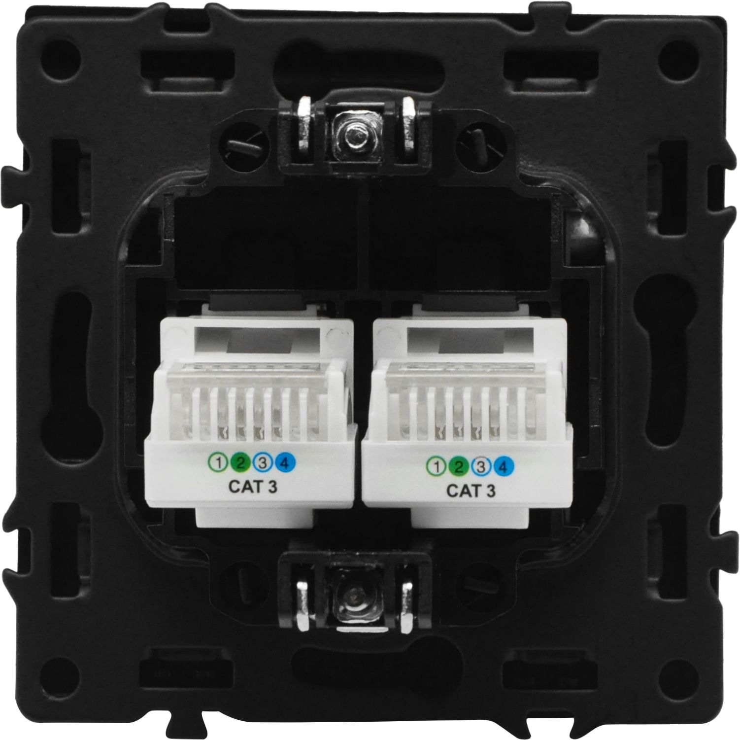 Механизм розетки двойная echo, TEL RJ11 (без рамки) цвет черный MVAVA
