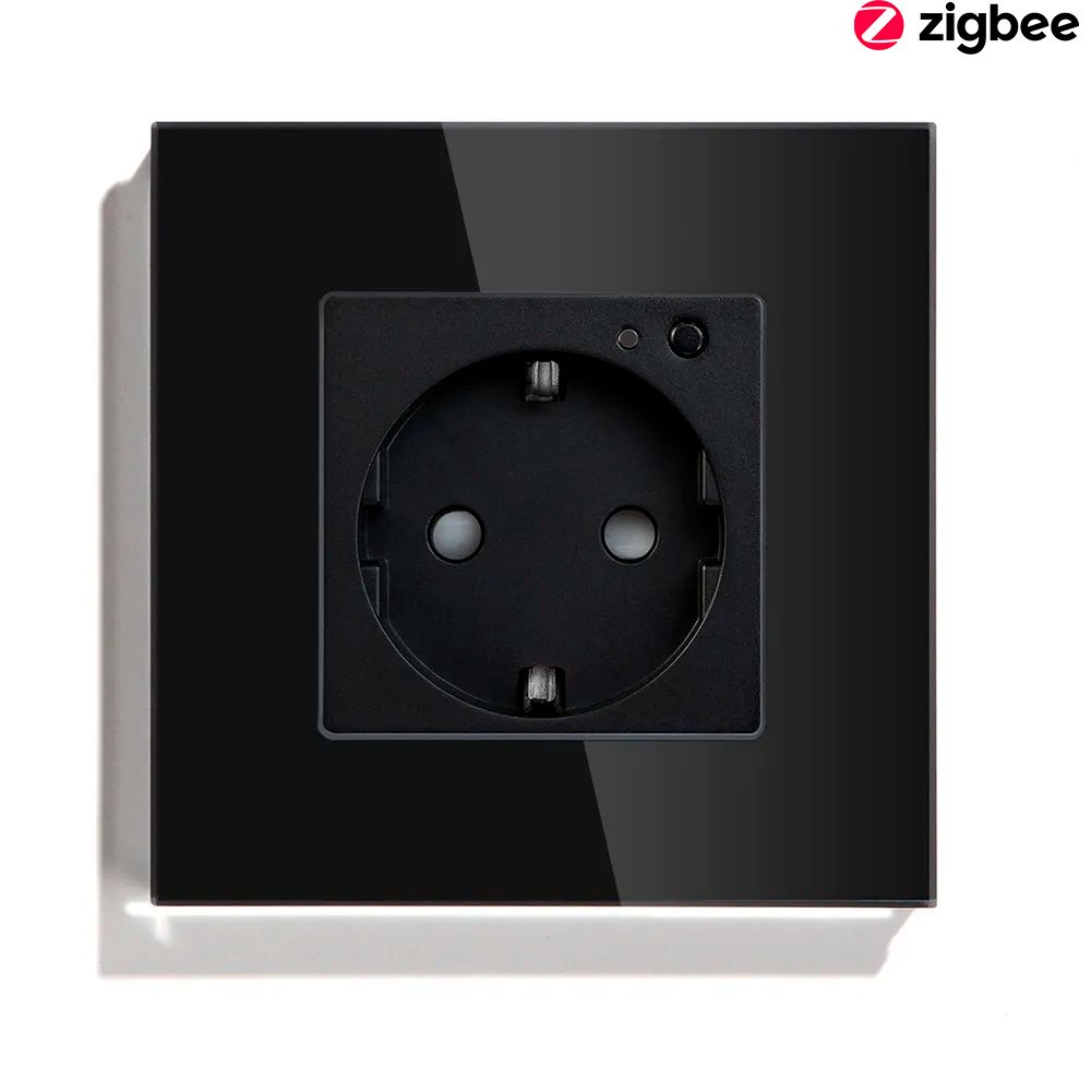 Купить Розетка ZigBee 1 пост, 16А рамка стекло 86х86мм цвет черный в интернет-магазине Mvava.ru