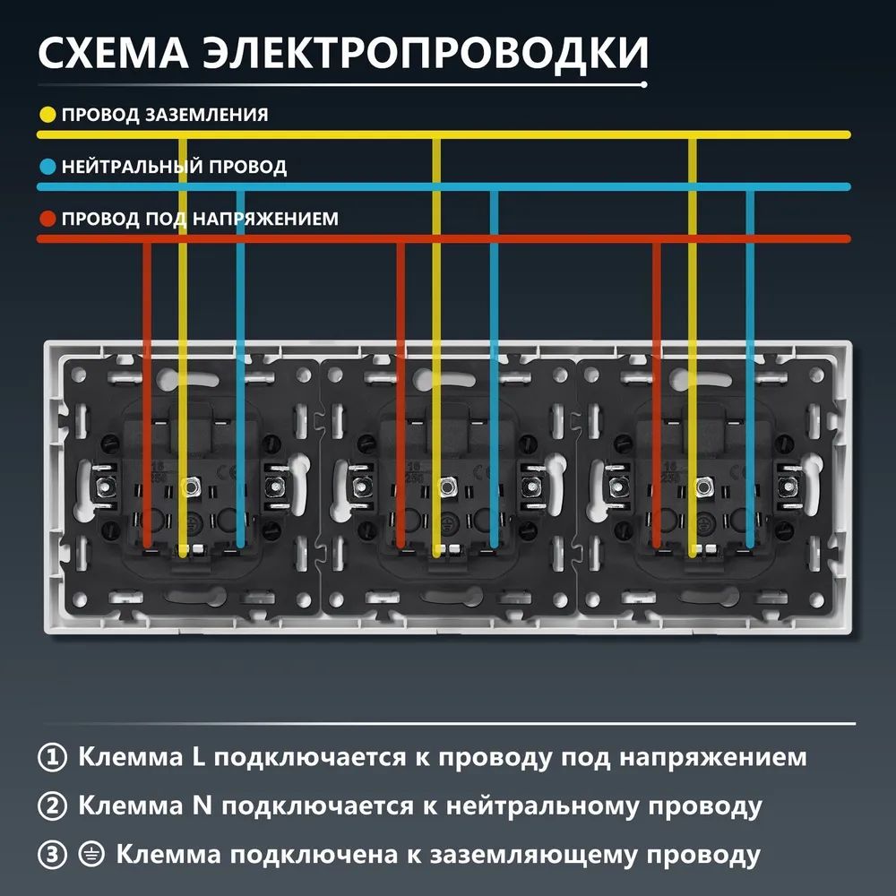Розетка echo электрическая 3 поста 16А, рамка 81x223мм, цвет серебро MVAVA