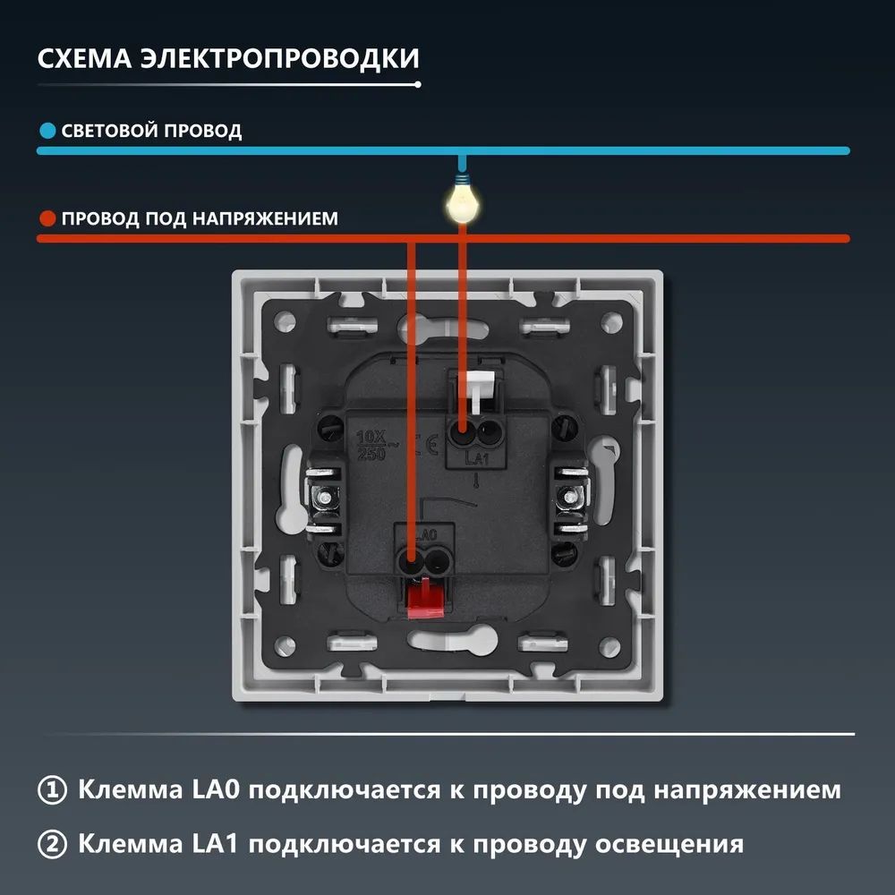 Выключатель echo LED с самовозвратом, 1 клавиша, 1 пост, рамка 81х81мм, цвет белый MVAVA