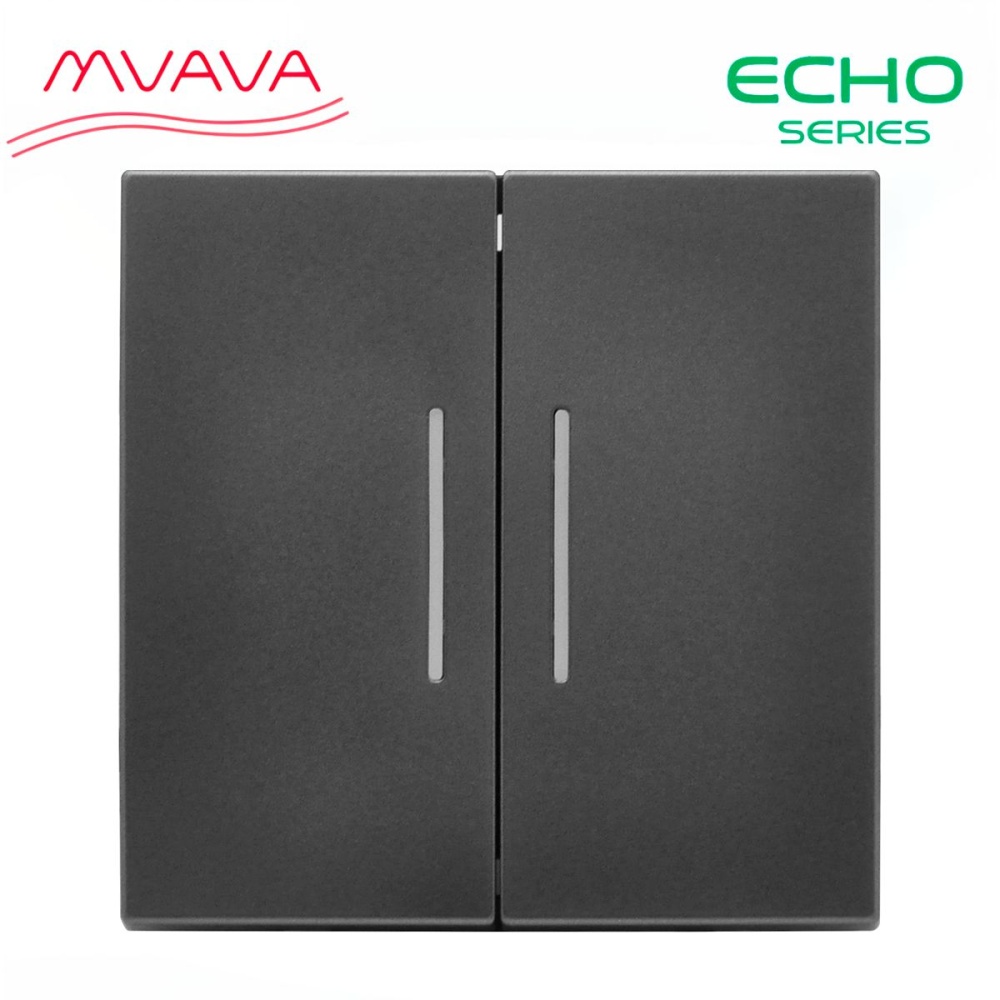 Купить Выключатель echo проходной c подсветкой, 2 клавиши, (без рамки) цвет серый в интернет-магазине Mvava.ru