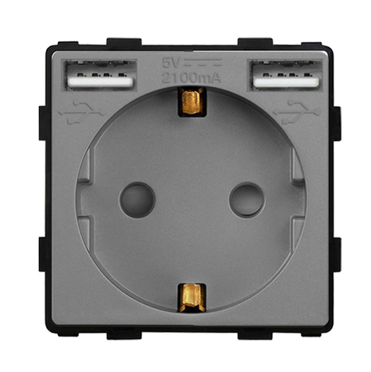 Купить Механизм розетки (без рамки) с Usb АА, цвет серый в интернет-магазине Mvava.ru