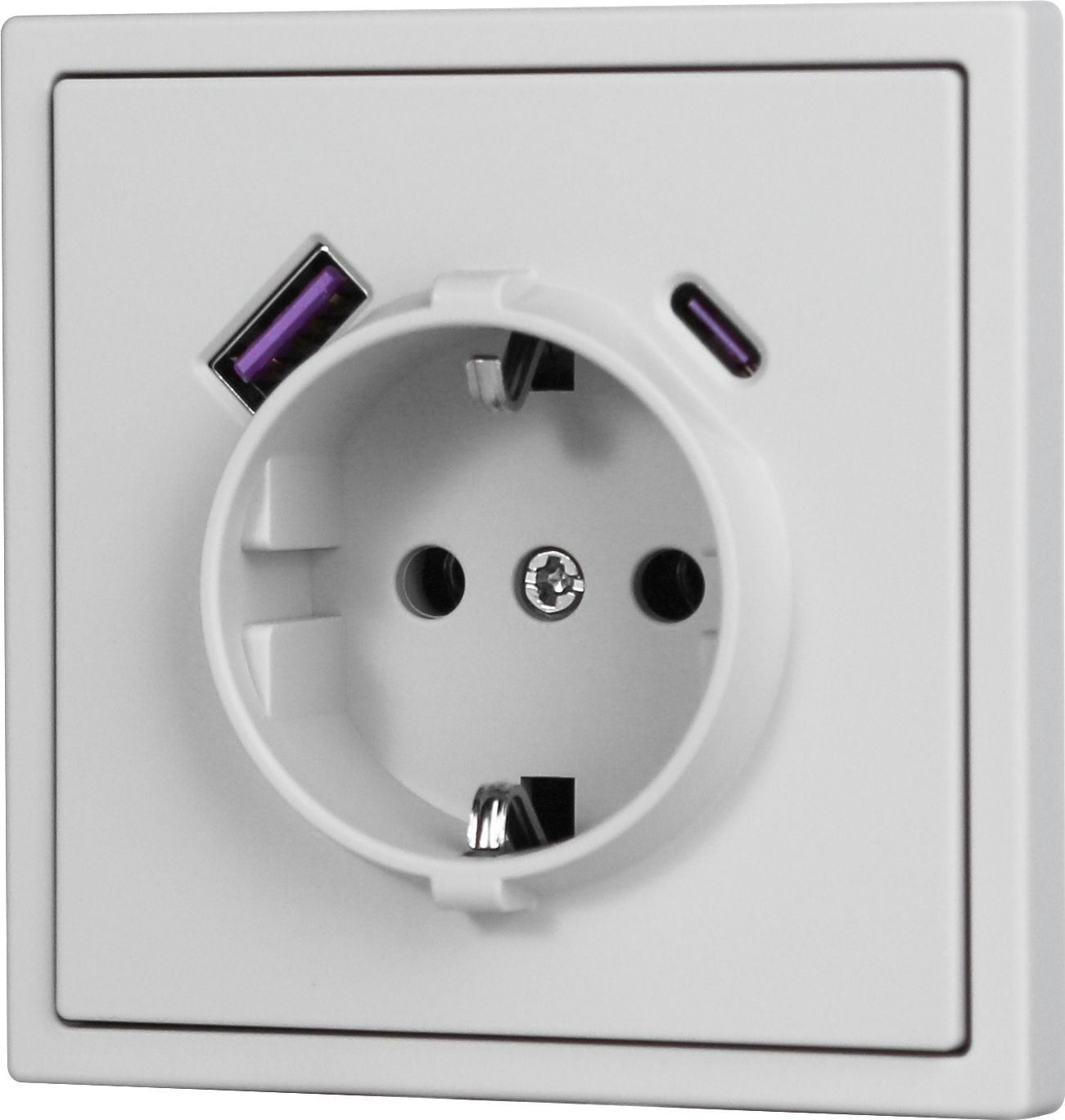 Розетка электрическая echo 1 пост с Usb/Type-C АC, быстрая зарядка 20W, цвет серебро MVAVA